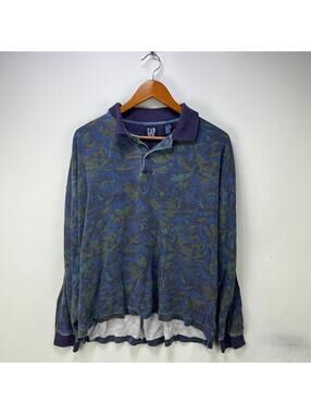 Vintage 90s GAP Rugby Leaf Long Sleeve Polo Shirt Large